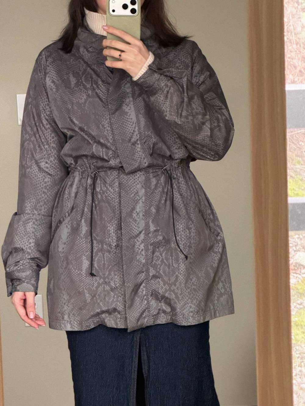 Simply Vera Vera Wang Gray Snake-Print Cinch Utility Jacket
